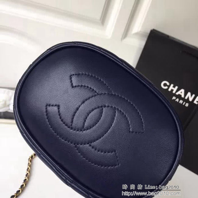 香奈兒CHANEL寶藍Chanel A57861 2018早秋Paris-Hamburg復古風小羊皮水桶包鏈條包DSC1487